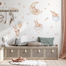 Naklejki Dla Dzieci Śpiące Króliczki Chmurki 120x60 Gwiazdy ZESTAW - Miniaturka zdjęcia nr 4