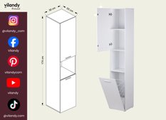 Szafka słupek łazienkowy Luba IA 174×30×30 cm biały mat - Miniaturka zdjęcia nr 5