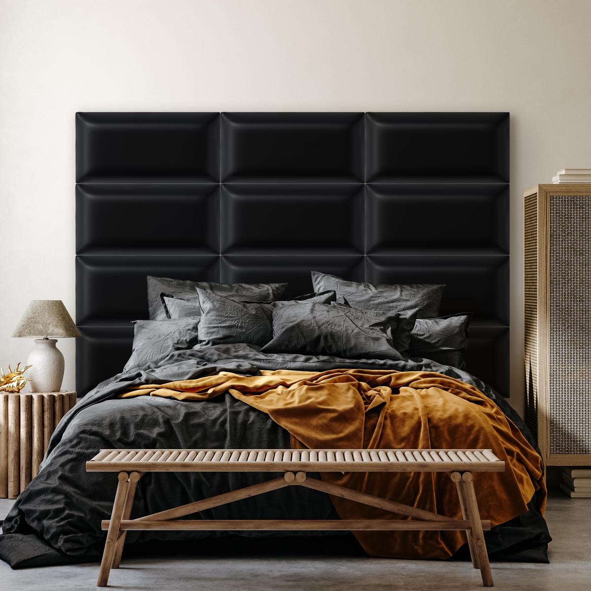 Panele tapicerowane 100x20 na ścianę eko skóra czarny nr. 4