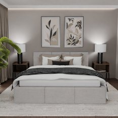 Łóżko Tapicerowane Do Sypialni 160x200 Podwójne z Pojemnikiem Szare - Miniaturka zdjęcia nr 2