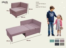 Sofa dla dzieci Viluś 106x75x80 cm narożnik jednoosobowy do pokoju z funkcją spania i przechowywania różowy - Miniaturka zdjęcia nr 7