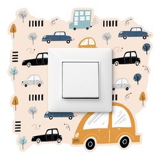 Naklejka Pod Włącznik Dla Dzieci Auta Samochody 20x20 Styl Skandynawski Drzewa - Miniaturka zdjęcia nr 1