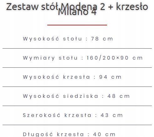 Zestaw do jadalni stół MODENA 160/200x90 cm rozkładany + 6 krzeseł MILANO biały nr. 4