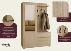Garderoba do przedpokoju DUO 190x95x40 cm z lustrem wieszakami szafka na buty dąb sonoma  - Miniaturka zdjęcia nr 2