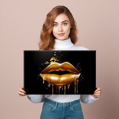 Obraz Na Ścianę Do Salonu Złote USTA Abstrakcja Styl Glamour 120x80cm - Miniaturka zdjęcia nr 8