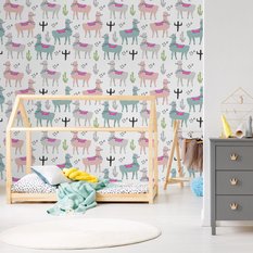 Tapeta kolorowa w lamy, zwierzęta, pokój dziecięcy  - Miniaturka zdjęcia nr 4
