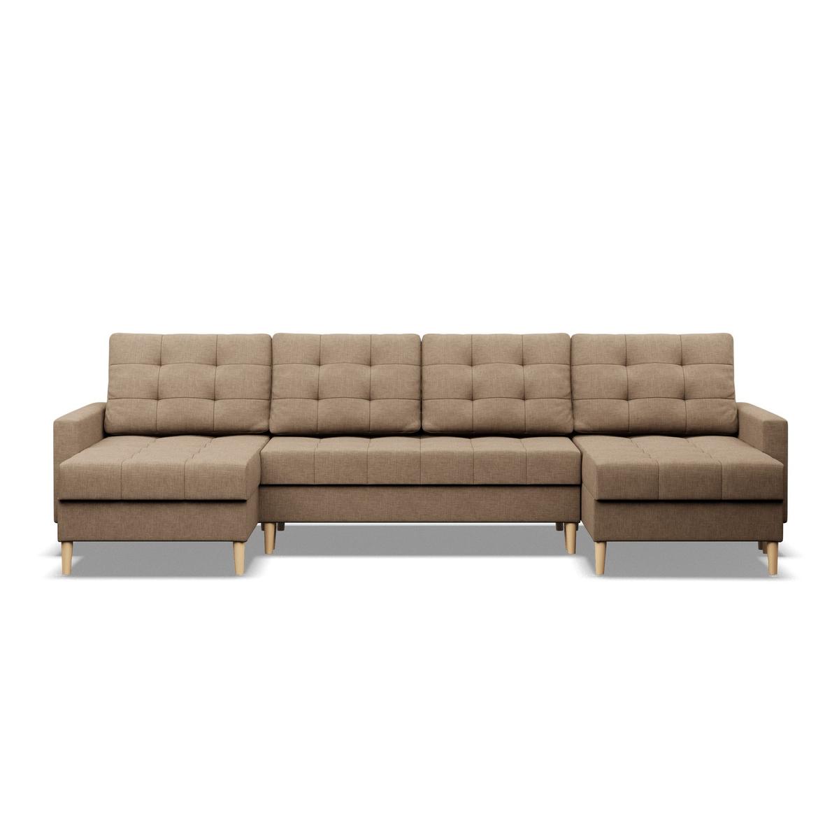 Narożnik ELMA 294x88x140 cm w kształcie U z leżankami rozkładany z funkcją spania sofa narożna  pojemniki beżowy nr. 2