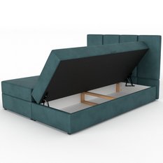 Łóżko kontynentalne 160x200x113 cm tapicerowane podwójne z materacem turkusowe - Miniaturka zdjęcia nr 10