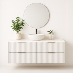 Szafka łazienkowa WILLY 120x60x47 cm pod umywalkę z szufladami biała wisząca z blatem ryflowane  - Miniaturka zdjęcia nr 1