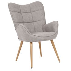 Fotel VIA tapicerowany wypoczynkowy 69x63x89 cm do salonu biura nogi dąb, jasnoszary - Miniaturka zdjęcia nr 3