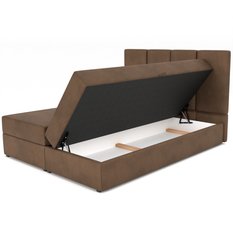 Łóżko kontynentalne 140x200x113 cm tapicerowane podwójne z materacem brązowe  - Miniaturka zdjęcia nr 11