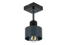 Lampa sufitowa 12x12x25 cm jednopunktowy spot z drewna i metalu gwint E27 antracytowo-czarna do salonu - Miniaturka zdjęcia nr 1