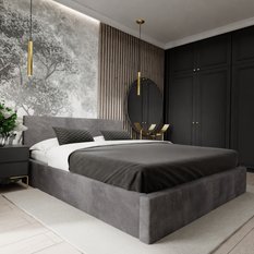 Łóżko tapicerowane do sypialni basic 120x200x88 cm podwójne z pojemnikiem grafitowe - Miniaturka zdjęcia nr 1