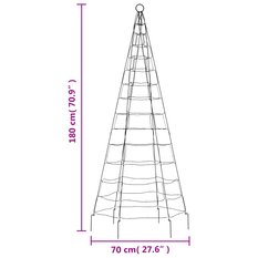 Choinka z lampek, na maszt, 200 ciepłych białych LED, 180 cm - Miniaturka zdjęcia nr 11