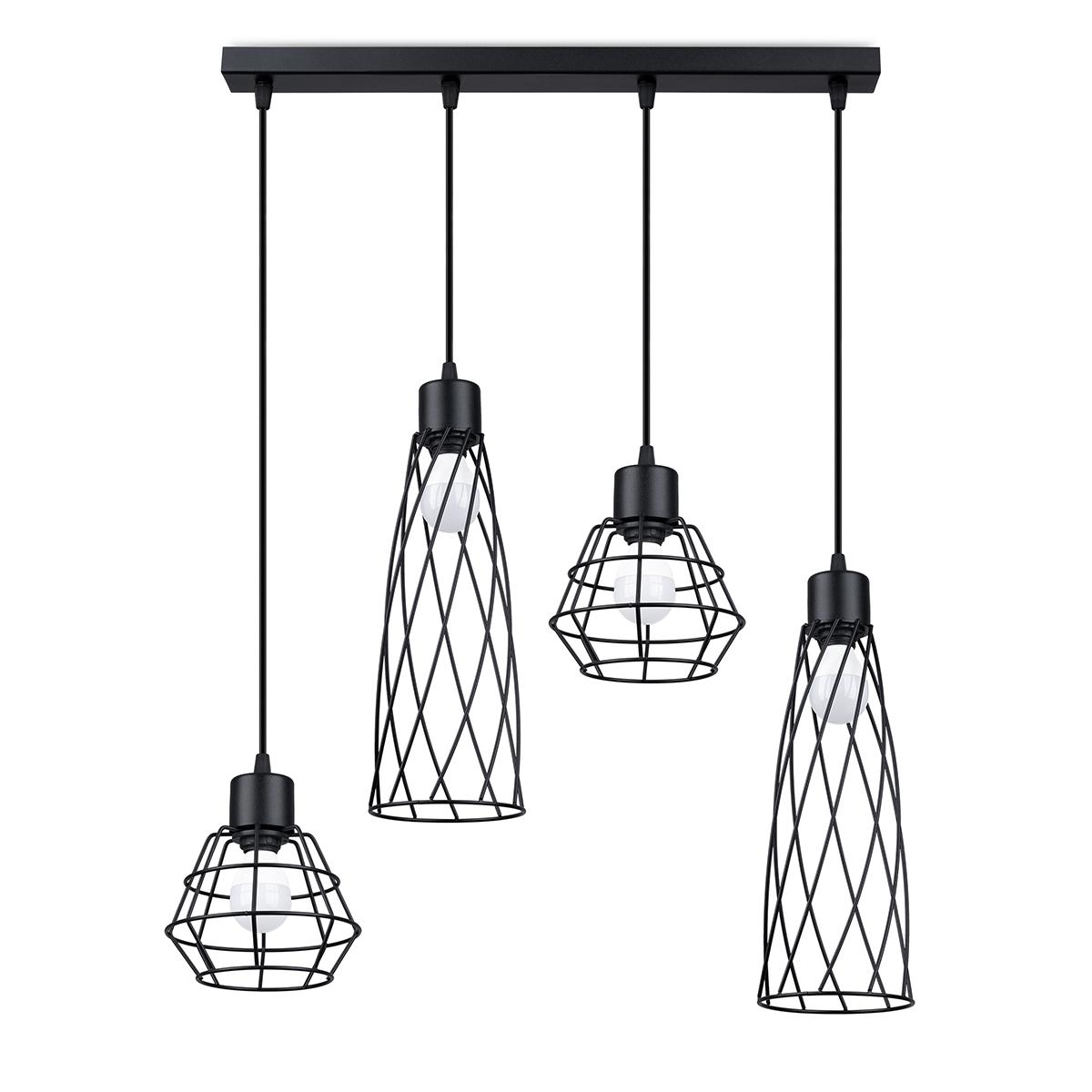 Lampa wisząca SUBA 4L czarna 120x15x58cm nowoczesna E14 do salonu