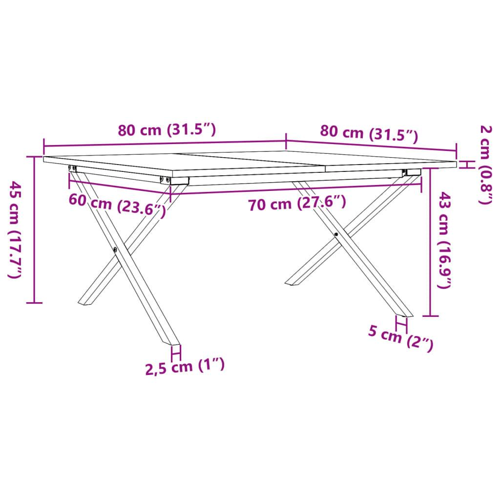 Stolik kawowy 80x80x45 cm nogi w kształcie litery X lite drewno do salonu nr. 10