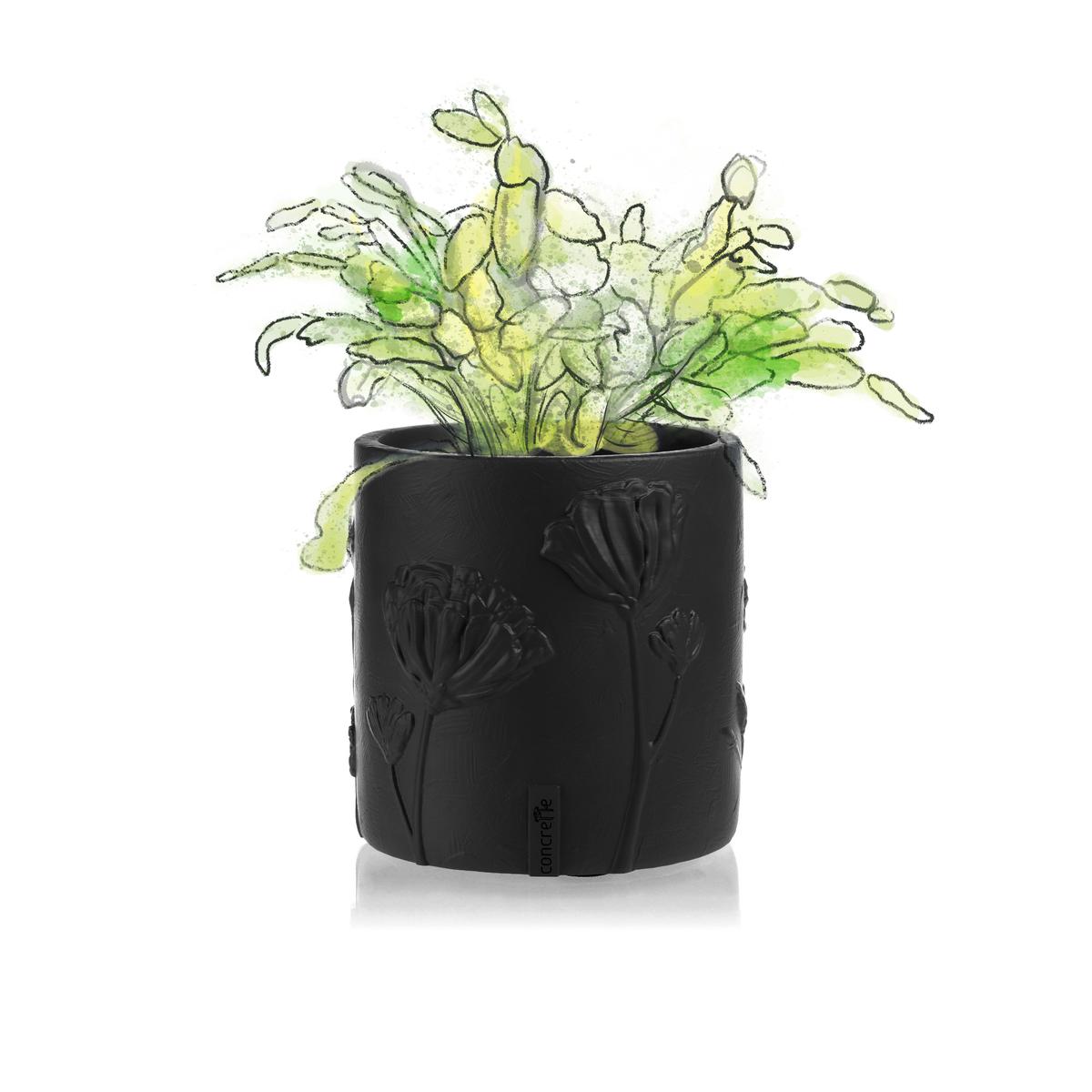 Donica Flower Deco Black Matt Poli 13 cm nr. 3