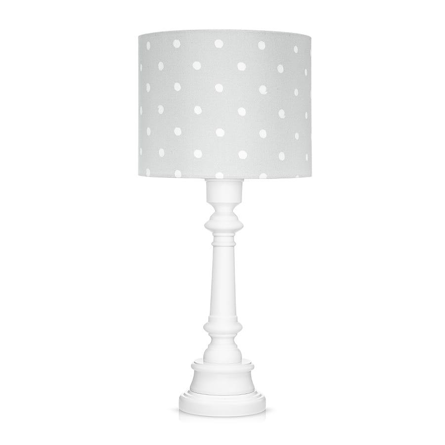 Lampa stołowa 25x25x55 cm szara w kropki drewno białe