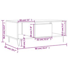 Stolik kawowy 90x50x36,5 cm z praktyczną szufladą i przestronnymi przegrodami dąb sonoma do salonu - Miniaturka zdjęcia nr 11