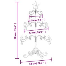  Metalowa choinka świąteczna, do dekoracji, czarna, 90 cm - Miniaturka zdjęcia nr 7