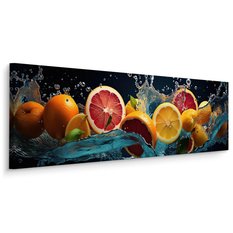 Obraz Panoramiczny Do Kuchni Owoce CYTRUSY Abstrakcja Efekt 3D 145x45cm