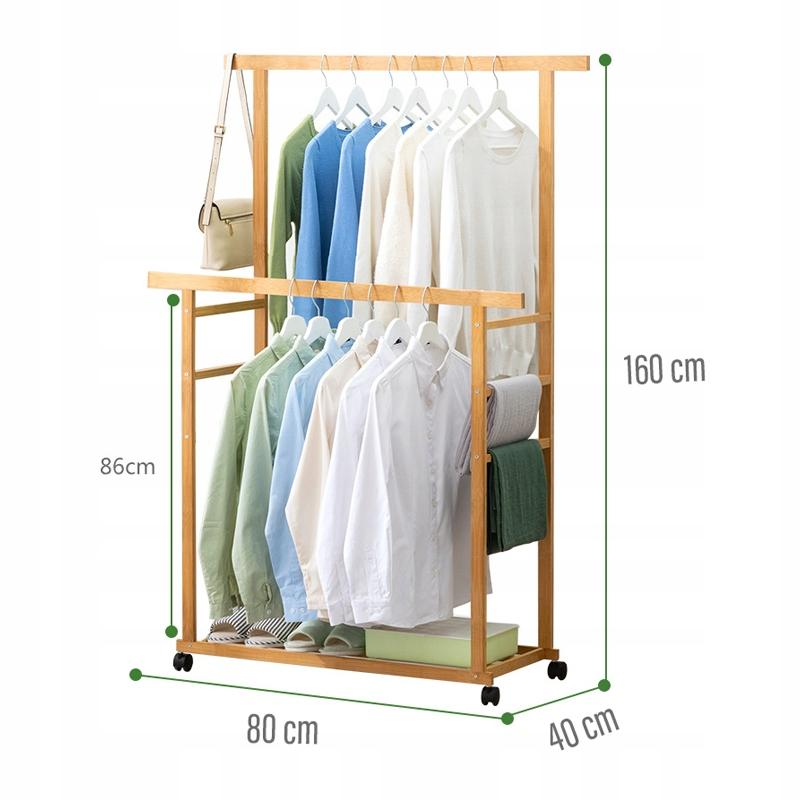 Wieszak 80 cm stojący na ubrania drewniany bambus nr. 10