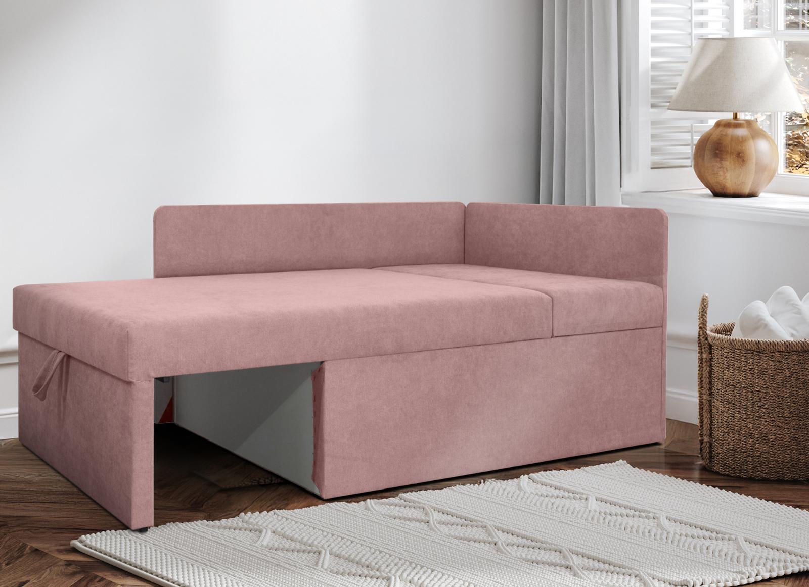 Sofa rozkładana dziecięca Viluś 108x81x78 cm narożnik jednoosobowy do pokoju z funkcją spania i przechowywania dla dzieci różowy nr. 2