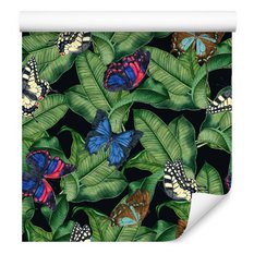 Tapeta, Kolorowe motyle, Liście Bananowca, Dekoracja Nowoczesna - Miniaturka zdjęcia nr 1