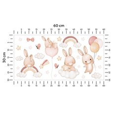 Naklejki Dla Dzieci Króliczki Gwiazdy Chmurki 60x30 Tęcze Balony ZESTAW - Miniaturka zdjęcia nr 2