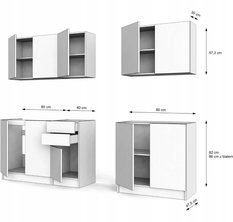 Zestaw mebli kuchennych górnych i dolnych gotowy komplet szafek biały mat z blatami district dark do kuchni  - Miniaturka zdjęcia nr 3