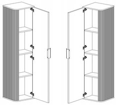 Szafka Łazienkowa SŁUPEK 139 cm Dąb BIAŁY Wisząca RYFLOWANA GLAMOUR - Miniaturka zdjęcia nr 3