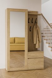 Garderoba do przedpokoju DUO 190x90x40 cm z lustrem wieszakami szafka na buty dąb cremona - Miniaturka zdjęcia nr 1