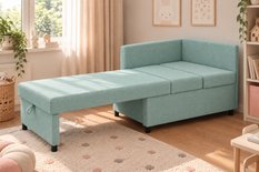 Sofa Viluś 106x75x80 cm miętowy rozkładana sofa narożna jednoosobowa z funkcją spania i pojemnikiem na pościel - Miniaturka zdjęcia nr 2