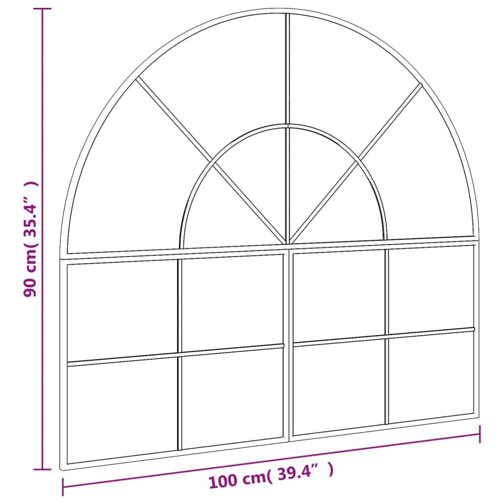 Lustro ścienne, czarne, 100x90 cm, zakończone łukiem, żelazo nr. 7