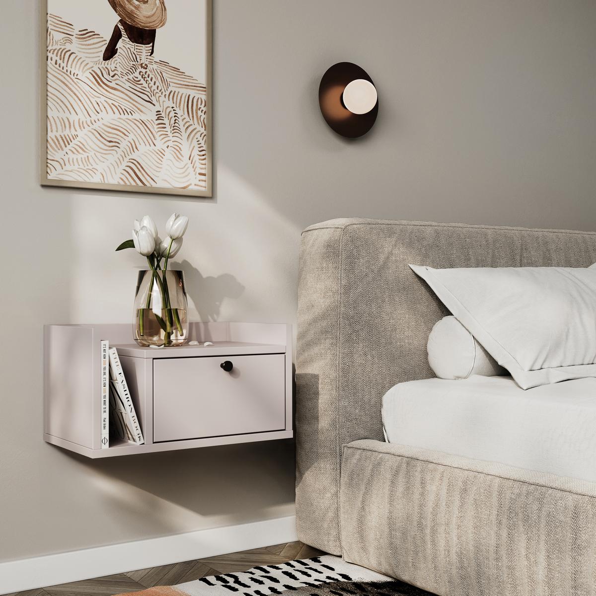 Szafka nocna wisząca AURA 50x35x22 cm stolik nocny do sypialni lewy kaszmir