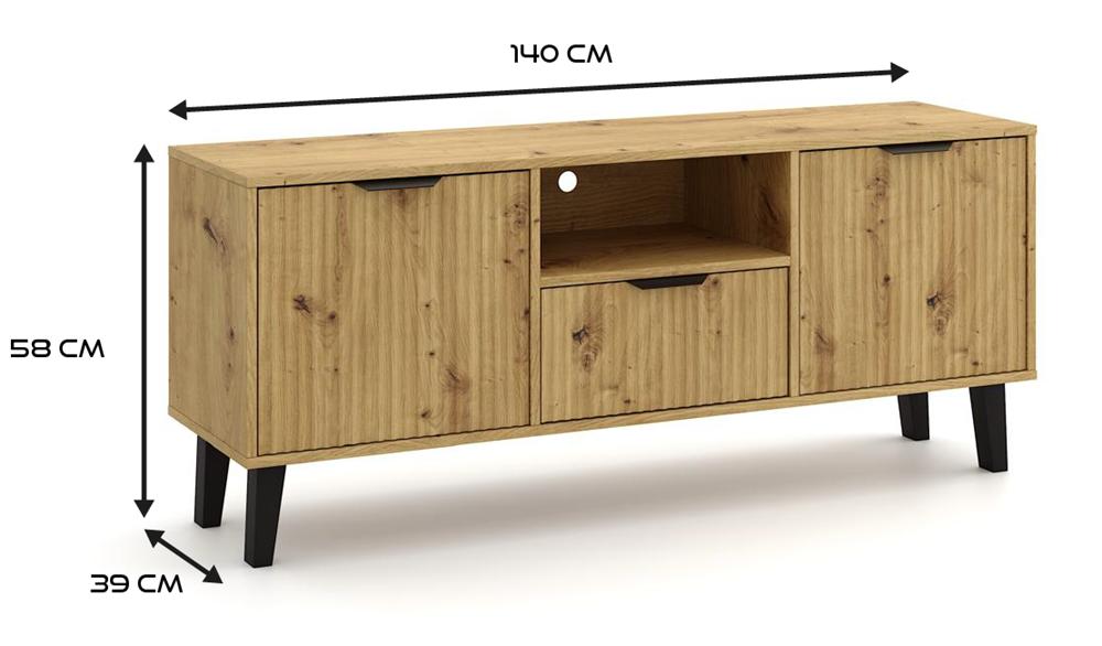 Szafka RTV Scandi 58x140x39 cm do salonu dąb artisan nr. 3