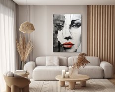 Obraz Do Sypialni Nowoczesny PORTRET Kobiety Czerwone Usta Beton 80x120cm - Miniaturka zdjęcia nr 8