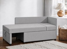 Sofa Viluś 106x75x80 cm szary rozkładana sofa narożna jednoosobowa z funkcją spania i pojemnikiem na pościel - Miniaturka zdjęcia nr 6
