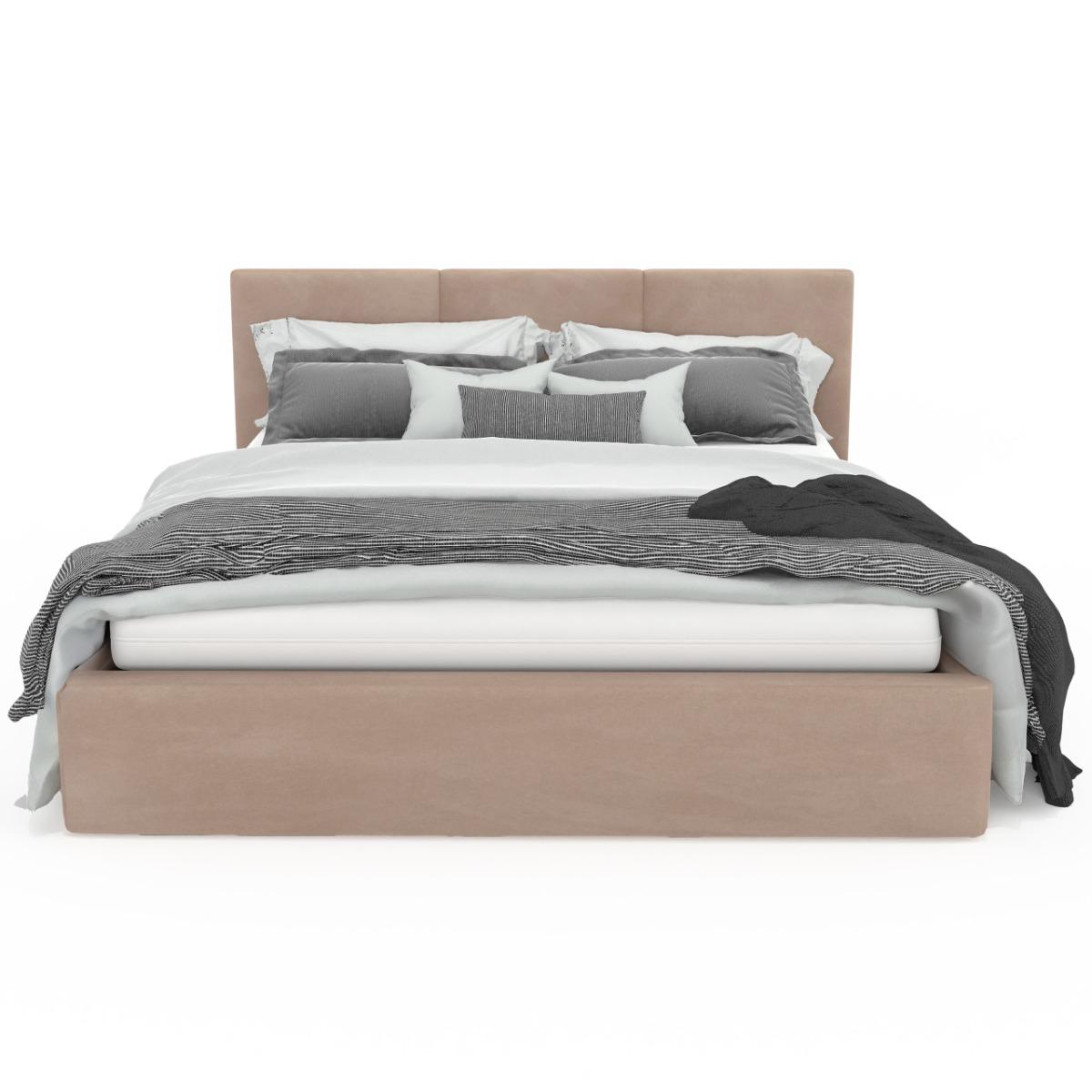 Łóżko tapicerowane do sypialni basic 120x200x88 cm łóżko podwójne z pojemnikiem beżowe nr. 11