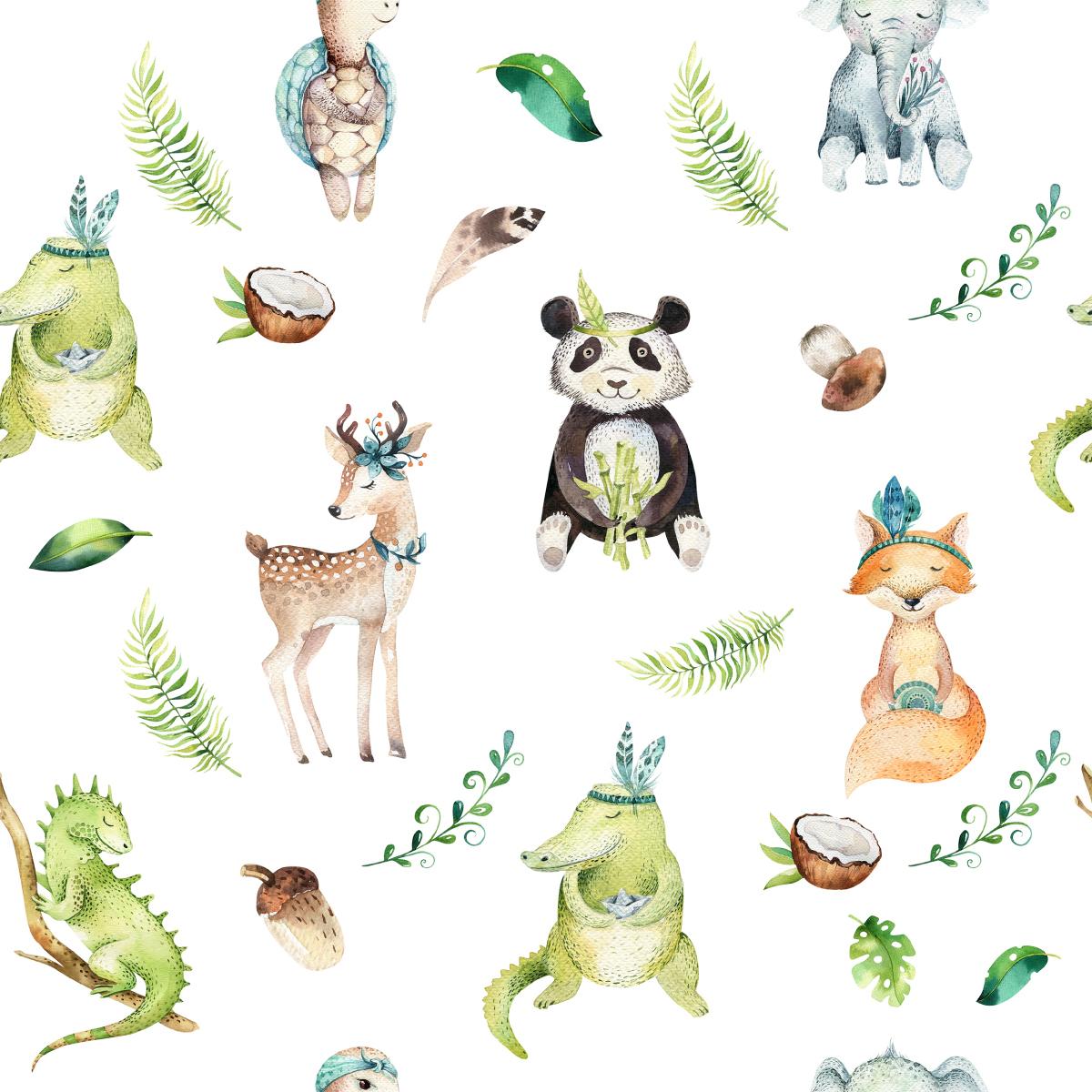 Tapeta dziecięca MISIE panda lisy krokodyle słonie  nr. 5