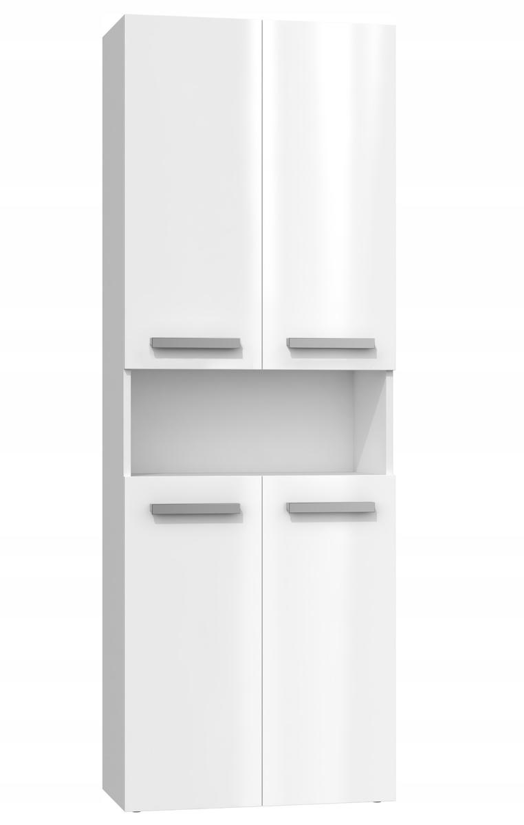 Słupek łazienkowy NEL DK 2K 174x60x30 cm szafka łazienkowa podwójny kosz na pranie regał biały połysk nr. 4