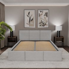 Łóżko Tapicerowane Do Sypialni  180x200 Podwójne z Pojemnikiem Szare - Miniaturka zdjęcia nr 5