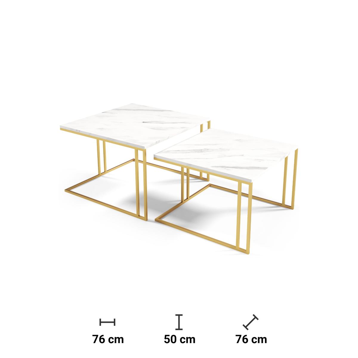 Stolik kawowy 76x76x50 cm Euforia złoty marmur bianco do salonu nr. 4