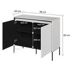 Komoda 98x40x83 cm 2d Trend z praktycznymi półkami biała do jadalni - Miniaturka zdjęcia nr 4