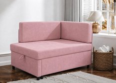 Sofa Viluś 106x75x80 cm różowa rozkładana sofa narożna jednoosobowa z funkcją spania i pojemnikiem na pościel - Miniaturka zdjęcia nr 5