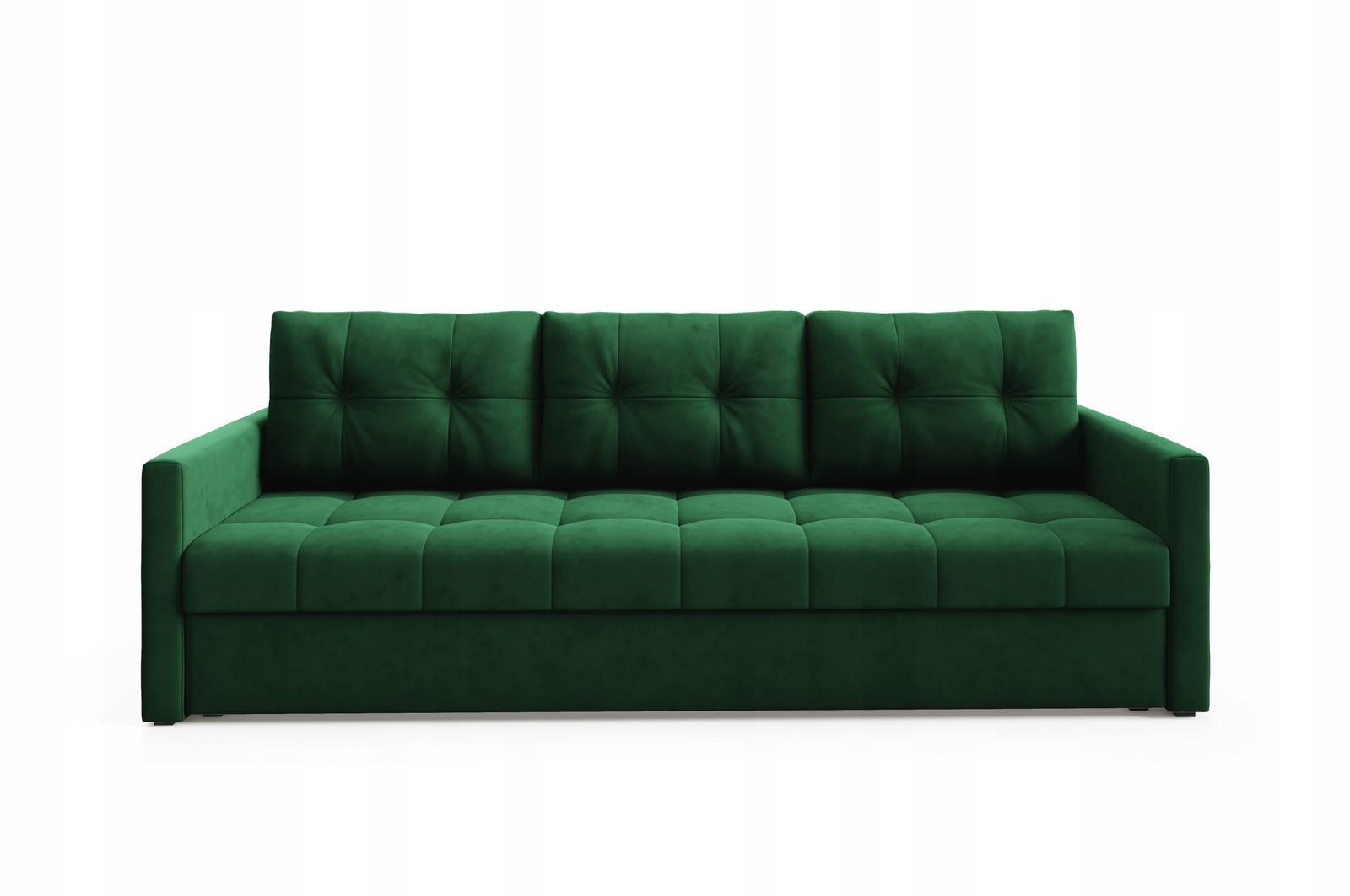 Kanapa IVIO 230x87x86 cm sofa z funkcją spania rozkładana velvet welur zielona do salonu nr. 4