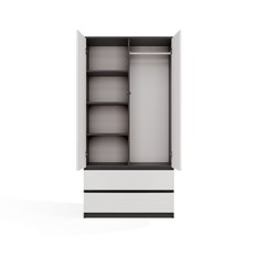 Szafa otwierana Malwa SS-90 180x90x60 cm do sypialni antracyt biel - Miniaturka zdjęcia nr 4