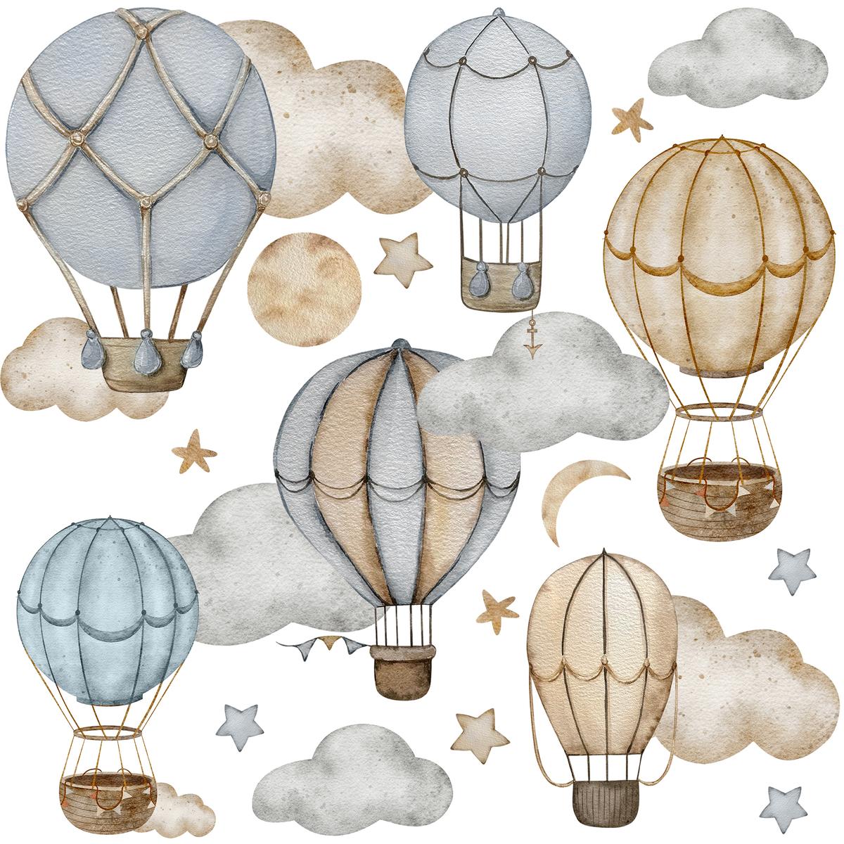 Naklejki Na Ścianę Dla Dzieci Balony 120x60 Gwiazdy Księżyce ZESTAW