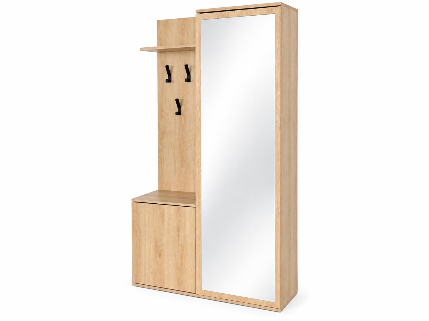 Garderoba do przedpokoju DUO 180x95x35 cm z lustrem wieszakami szafka na buty dąb sonoma prawa nr. 4