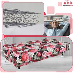 Wersalka SARA PRINT 200x95 cm kwiaty rozkładana kanapa z pojemnikiem sofa do salonu Flowers - Miniaturka zdjęcia nr 5